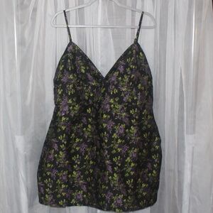 NWT Lulus Black/Purple/Green Sleeveless Floral Jacquard Mini